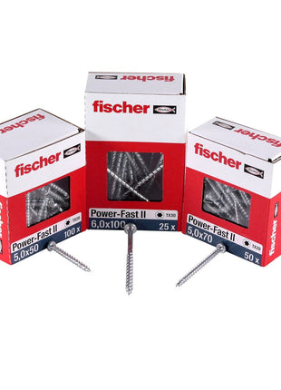 Fischer Power-Fast II FPF II tornillo para aglomerado 3,5x12 mm 200 piezas (670097) Cabeza plana con rosca completa Torx galvanizado, pasivado azul