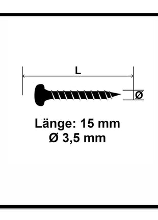 Fischer Power-Fast II FPF II tornillo para aglomerado 3,5x15 mm 200 piezas (670098) Cabeza plana con rosca completa Torx galvanizado, pasivado azul