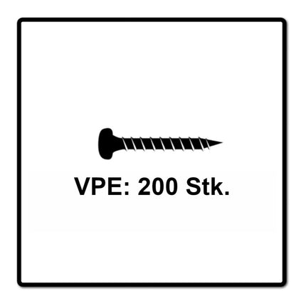 Fischer Power-Fast II FPF II tornillo para aglomerado 3,5x15 mm 200 piezas (670098) Cabeza plana con rosca completa Torx galvanizado, pasivado azul