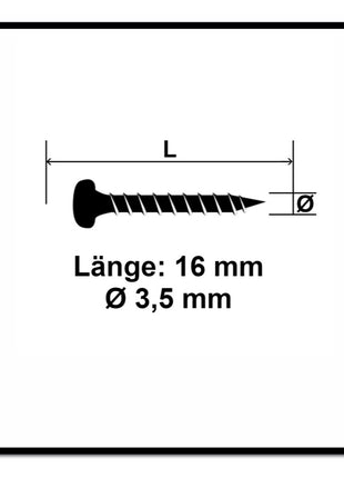 Fischer Power-Fast II FPF II tornillo para aglomerado 3,5x16 mm 200 piezas (670099) Cabeza plana con rosca completa Torx galvanizado, pasivado azul