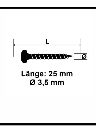 Fischer Power-Fast II FPF II tornillos para aglomerado 3,5x25 mm 200 piezas (670101) Cabeza plana con rosca completa Torx galvanizado, pasivado azul