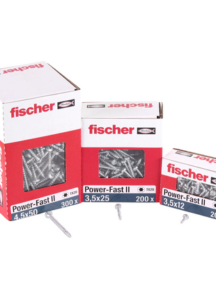 Fischer Power-Fast II FPF II Vis à bois aggloméré 3,5x30mm,Tête ronde, Torx, Filetage total, Zingué blanc, Passivé bleu, 200pcs. (670102)