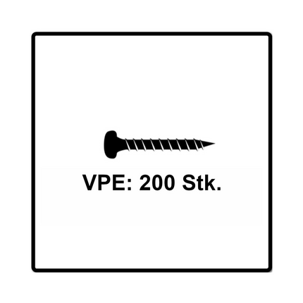 Fischer Power-Fast II FPF II tornillo para aglomerado 3,5x30 mm 200 piezas (670102) Cabeza plana con rosca completa Torx galvanizado, pasivado azul