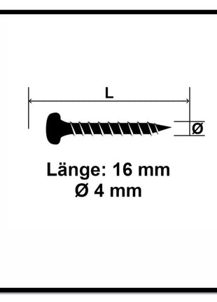 Fischer Power-Fast II FPF II Vis à bois aggloméré 4,0x16mm,Tête ronde, Torx, Filetage total, Zingué blanc, Passivé bleu, 200pcs. (670234)