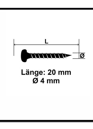 Fischer Power-Fast II FPF II Vis à bois aggloméré 4,0x20mm,Tête ronde, Torx, Filetage total, Zingué blanc, Passivé bleu, 200pcs. (670235)