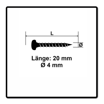 Fischer Power-Fast II FPF II Chipboard Screw 4.0x20mm, Pan head, Torx, Full threaded, Blue zinc plated, 200pcs. (670235)