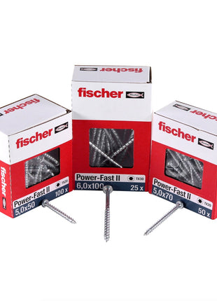 Fischer Power-Fast II FPF II tornillos para aglomerado 4,0x30 mm 200 piezas (670237) Cabeza plana con rosca completa Torx galvanizado, pasivado azul