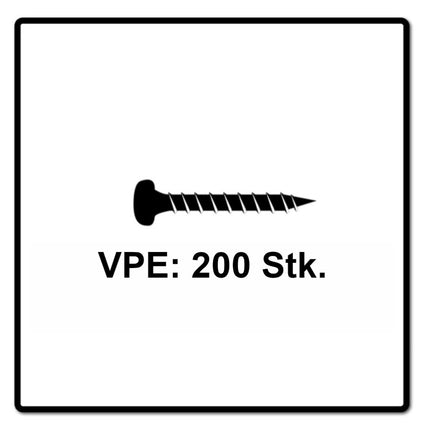 Fischer Power-Fast II FPF II Chipboard Screw 4.5x25mm, Pan head, Torx, Full threaded, Blue zinc plated, 200 pcs. (670329)
