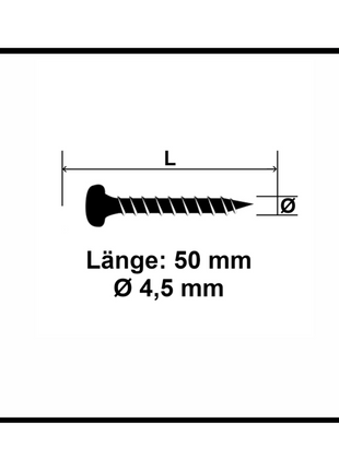 Fischer Power-Fast II FPF II tornillo para aglomerado 4,5x50 mm 200 piezas (670636) Cabeza plana con rosca completa Torx galvanizado, pasivado azul