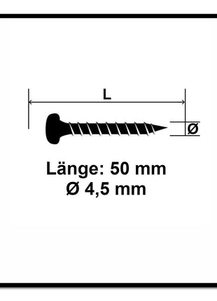 Fischer Power-Fast II FPF II tornillos para aglomerado 4,5x50 mm 300 piezas (670333) Cabeza plana con rosca completa Torx galvanizado, pasivado azul