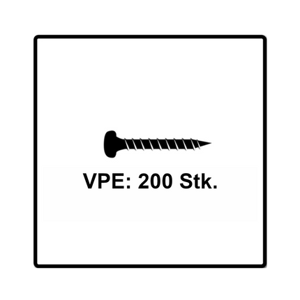 Fischer Power-Fast II FPF II tornillos para aglomerado 5,0x25 mm 200 piezas (670436) Cabeza plana con rosca completa Torx galvanizado, pasivado azul