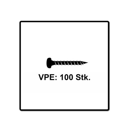 Fischer Power-Fast II FPF II tornillo para aglomerado 5,0x40 mm 100 piezas (670438) Cabeza plana con rosca completa Torx galvanizado, pasivado azul