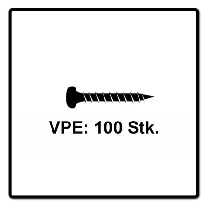 Fischer Power-Fast II FPF II tornillo para aglomerado 5,0x60 mm 100 piezas (670440) Cabeza plana con rosca completa Torx galvanizado, pasivado azul