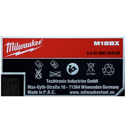 Juego de arrancador de batería Milwaukee de 18 V con 2 baterías M18 BX B3 de 3,0 Ah (2x 4932352668)