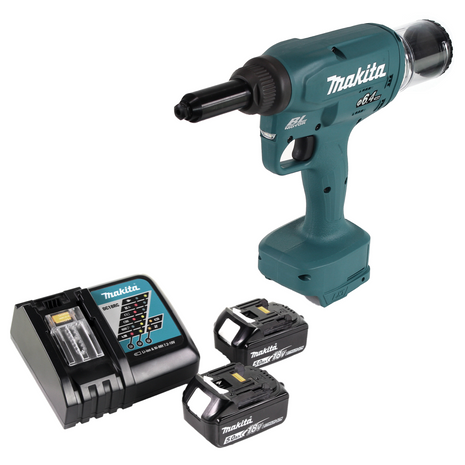 Makita DRV 250 RT remachadora ciega a batería 18V 20kN sin escobillas + 2x batería 5.0Ah + cargador