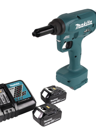 Makita DRV 250 RG remachadora ciega a batería 18V 20kN sin escobillas + 2x batería 6.0Ah + cargador