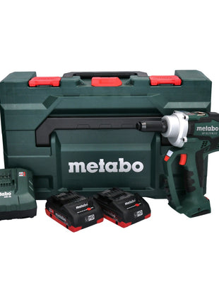 Metabo NP 18 LTX BL 5.0 remachadora ciega a batería 18 V 10 kN sin escobillas (619002800) + 2x batería 4,0 Ah + cargador + metaBOX