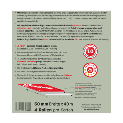 Cinta adhesiva universal Meisterling 60mmx40m (4x 006300000030)