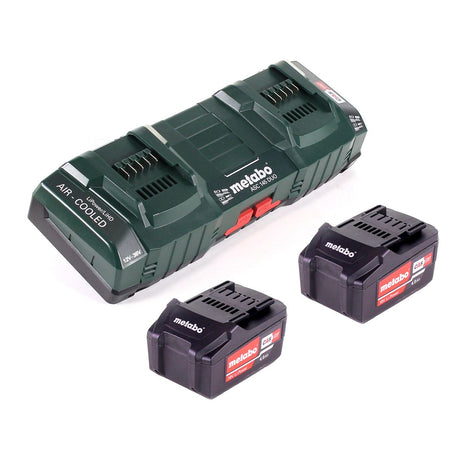 Metabo set básico 2x batería Li-Power 18 V 4,0 Ah CAS Li-Ion (2x 625591000) + cargador doble ASC 145 DUO (627495000)