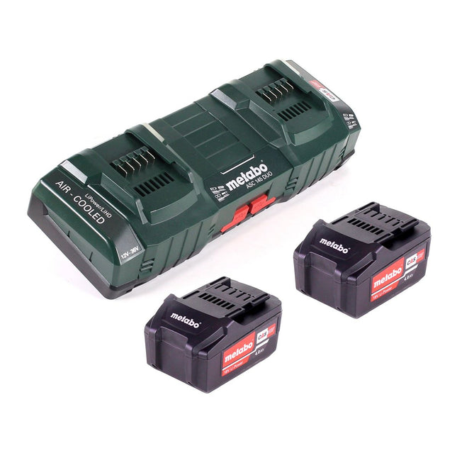 Metabo basic set 2x batería Li-Power 18 V 4,0 Ah CAS Li-Ion ( 2x 625591000 ) + cargador doble ASC 145 DUO ( 627495000 )