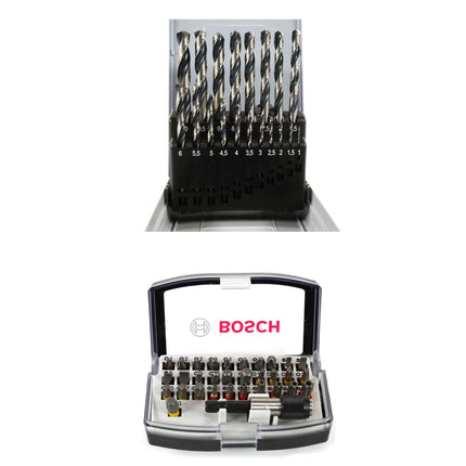 Taladro atornillador inalámbrico Bosch GSR 18V-28 18V 63Nm + 1x batería 2,0Ah + 19 piezas. Juego de brocas + juego de puntas de 32 piezas + L-Boxx - sin cargador