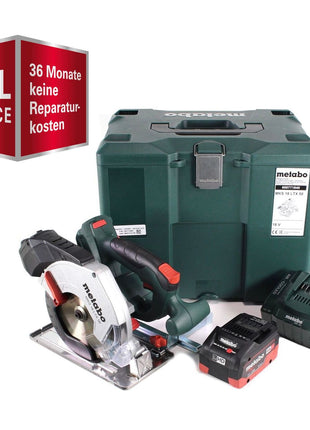 GRATIS 3 años de servicio completo protección integral Metabo MKS 18 LTX 58 sierra circular para metal a batería 18V 165 mm + 1x batería 5,5Ah + cargador + MetaLoc