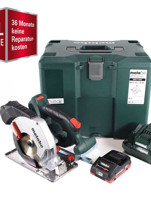 GRATIS 3 años de servicio completo protección integral Metabo MKS 18 LTX 58 sierra circular para metal a batería 18V 165 mm + 1x batería 4.0Ah + cargador + MetaLoc