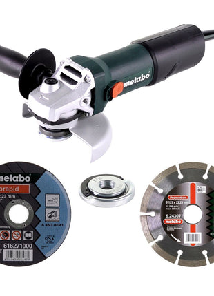 Amoladora angular Metabo WEV 850-125 850 W 125 mm (603611000) + 26 discos de corte + tuerca de cierre rápido