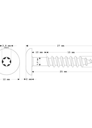 Meisterling Vis de façade 4.8x25 mm - 100 pièces (010020000001) 12 mm tête plate blanche + Filetage partiel Torx V2A acier inoxydable