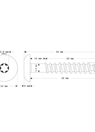 Tornillos para fachada Meisterling 4,8x32 mm 100 piezas (010020000121) 12 mm cabeza plana gris claro con rosca parcial Torx Acero inoxidable V2A