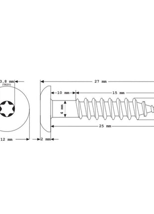 Tornillos para fachada Meisterling 5,5x25 mm 100 piezas (010030000011) 12 mm cabeza plana antracita con rosca parcial Torx Acero inoxidable V4A