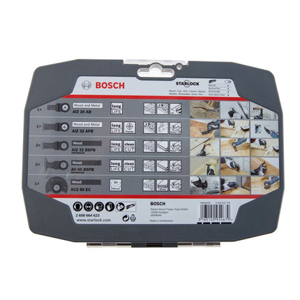 Bosch Starlock for Wood juego de accesorios 7 piezas (2608664623) para herramienta multifuncional + estuche