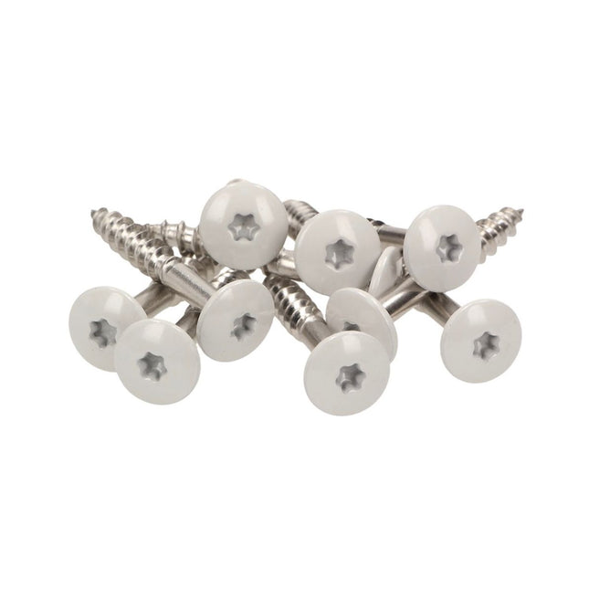 Tornillos para fachada Meisterling 5,5x35 mm 100 piezas (010030000121) 12 mm cabeza plana gris claro con rosca parcial Torx Acero inoxidable V4A