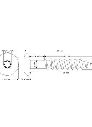 Meisterling Vis de façade 5,5x35 mm, 100 pcs., tête plate 12 mm, filetage partiel, empreinte Torx, acier inoxydable V4A, marron foncé (010030000131)