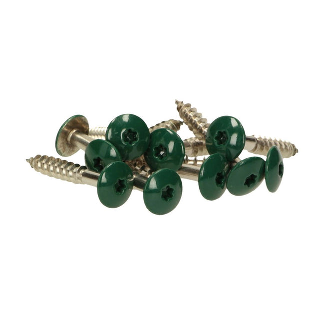 Tornillos para fachada Meisterling 5,5x35 mm 100 piezas (010030000141) 12 mm cabeza plana verde oscuro con rosca parcial Torx Acero inoxidable V4A
