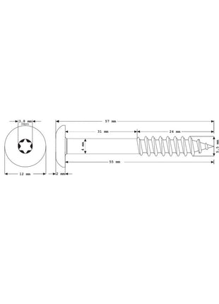 Tornillos para fachada Meisterling 5,5x55 mm 100 piezas (010030000431) 12 mm cabeza plana gris oscuro con rosca parcial Torx Acero inoxidable V4A