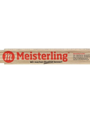 Regla plegable Meisterling natural con escritura roja (090100000021) 2 m con escala de grados angulares y resortes de acero 