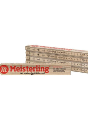 Regla plegable Meisterling natural con escritura roja (090100000021) 2 m con escala de grados angulares y resortes de acero 