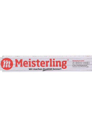 Meisterling Zollstock Gliedermaßstab weiß mit roter Schrift ( 090100000031 ) 2m mit Winkelgradskala und Stahlfedern