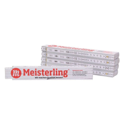 Meisterling Zollstock Metro pieghevole 2m ( 090100000031 ) - bianco con scritte rosse, scala graduata e molle in acciaio
