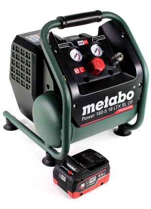 Metabo Power 160-5 18 LTX BL OF compresor de batería 18 V 8,0 bar sin escobillas + 1x batería LiHD 5,5 Ah - sin cargador