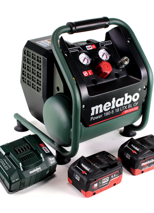 Kompresor akumulatorowy Metabo Power 160-5 18 LTX BL OF 18 V 8,0 bar bezszczotkowy + 2x akumulator LiHD 5,5 Ah + ładowarka