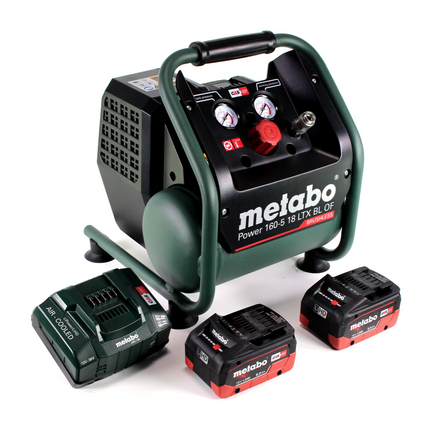 Metabo Power 160-5 18 LTX BL OF Compresor sin cable 18 V 8,0 bar sin escobillas + 2x batería LiHD 8,0 Ah + cargador