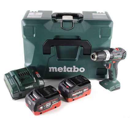 Taladro percutor a batería Metabo SB 18 L BL 18 V 60 Nm sin escobillas + 2 baterías LiHD 5,5 Ah + cargador + MetaLoc