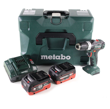 Taladro percutor a batería Metabo SB 18 L BL 18 V 60 Nm sin escobillas + 2 baterías LiHD 5,5 Ah + cargador + MetaLoc