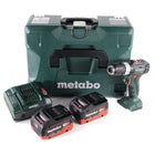 Taladro percutor a batería Metabo SB 18 L BL 18 V 60 Nm sin escobillas + 2 baterías LiHD 8,0 Ah + cargador + MetaLoc