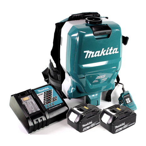 Makita DVC 265 RMXU Akku Rucksackstaubsauger 36 V (2x 18 V) Brushless + 2x Akku 4,0 Ah + Ladegerät - Toolbrothers