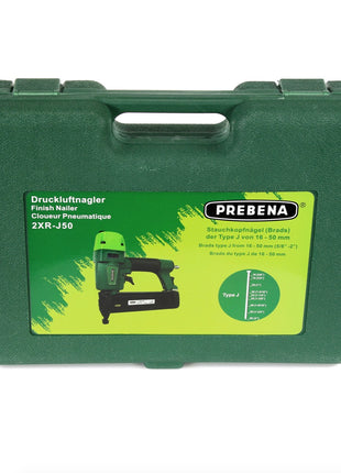 Prebena 2XR-J50 Luftdruck Druckluftnagler im Transportkoffer + J-BOX 8.000 Stauchkopfnägel / Brads - Toolbrothers