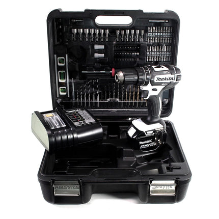 Taladro percutor inalámbrico Makita DHP 482 SMTKW 18 V 62 Nm + 1x batería 4,0 Ah + cargador + set de accesorios 101 piezas + estuche