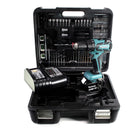 Taladro percutor inalámbrico Makita DHP 459 STTK 18 V 45 Nm sin escobillas + 1x batería 5,0 Ah + cargador + set de accesorios 101 piezas + estuche